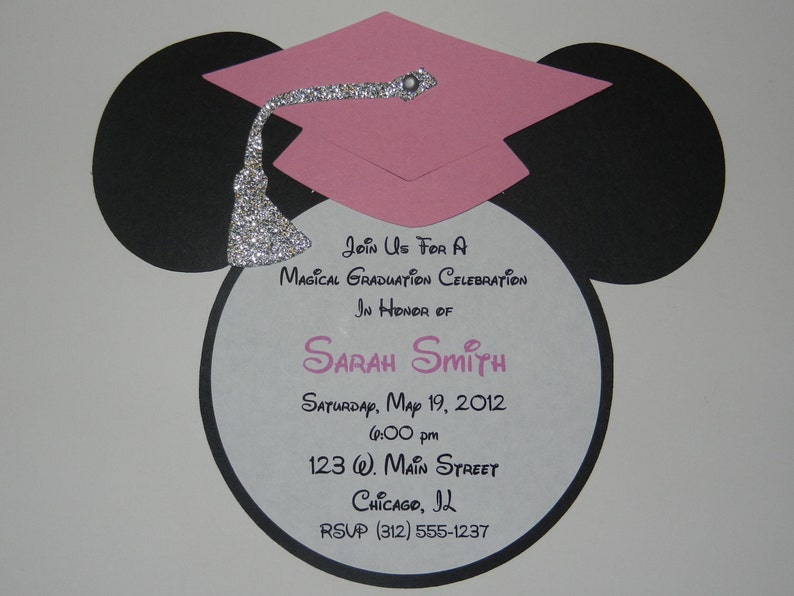 Mickey Minnie Mouse Inspired Graduation Party Invitations Etsy