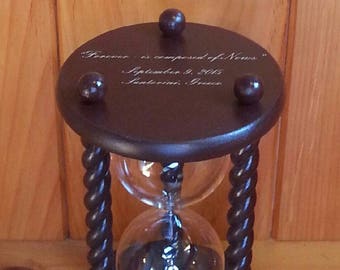Original Wedding Hourglass - Engraving on Base of Sand Ceremony Hourglass - Text and Symbols