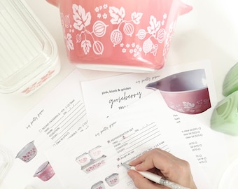 Gooseberry - Pyrex Collectors Checklist by "My Pretty Pyrex" - Instant Download