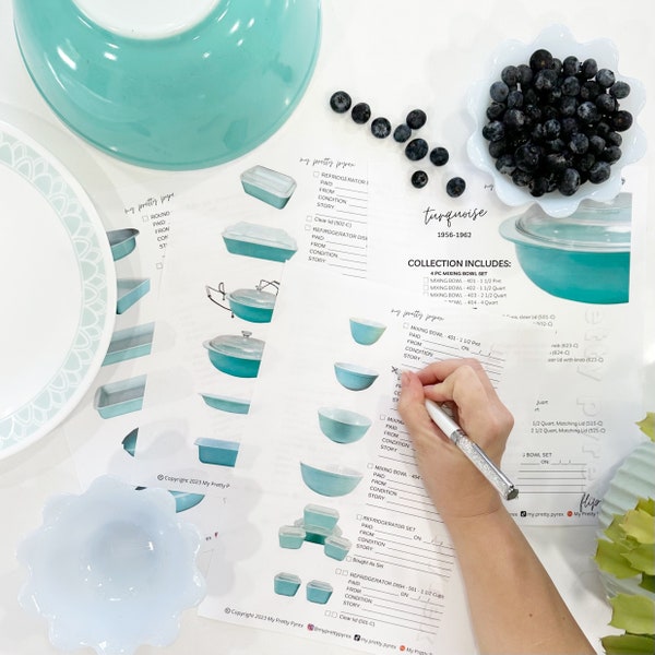 Turquoise - Pyrex Collectors Checklist by "My Pretty Pyrex" - Instant Download