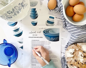 Colonial Mist - Pyrex Collectors Checklist by "My Pretty Pyrex" - Instant Download