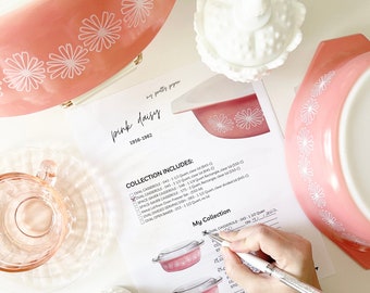 Pink Daisy - Liste de contrôle des collectionneurs Pyrex par "My Pretty Pyrex" - Téléchargement instantané