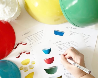 Couleurs primaires - Liste de contrôle des collectionneurs Pyrex par « My Pretty Pyrex » - Téléchargement instantané