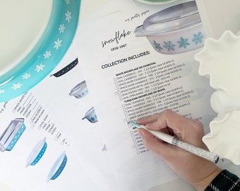 Snowflake - Pyrex Collectors Checklist by "My Pretty Pyrex" - Instant Download