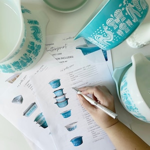 Butterprint - Pyrex Collectors Checklist by &quot;My Pretty Pyrex&quot; - Instant Download