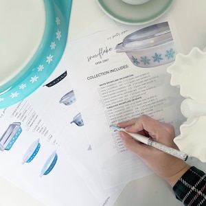 Snowflake - Pyrex Collectors Checklist by &quot;My Pretty Pyrex&quot; - Instant Download