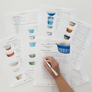Promo Mini Collections (Sällsynta och Prototyper) - Pyrex Collectors Checklist av "My Pretty Pyrex" - Direktnedladdning