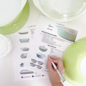 Lime Green - Pyrex Collectors Checklist by "My Pretty Pyrex" - Instant Download