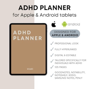 Planificador digital TDAH para iPad y Android | Planificador de notas buenas | Planificador de vida | Planificador de TDAH sin fecha | Diario diario sobre TDAH | Productividad