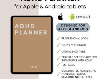 ADHD Digital Planner for iPad & Android | Goodnotes Planner | Life Planner | Undated ADHD Planner | ADHD Daily Journal | Productivity