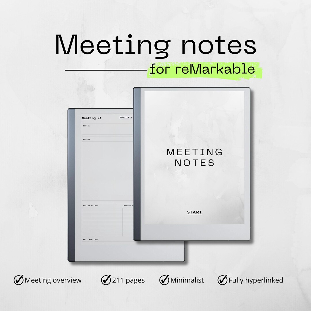 Meeting Notes for Remarkable | Digital Meeting Notebook | Meeting ...