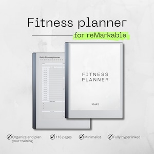 Planificateur de fitness numérique pour des performances remarquables | Journal d&#39;entraînement remarquable | suivi des objectifs de fitness | planificateur d&#39;entraînement pour reMarkable | modèle de remise en forme