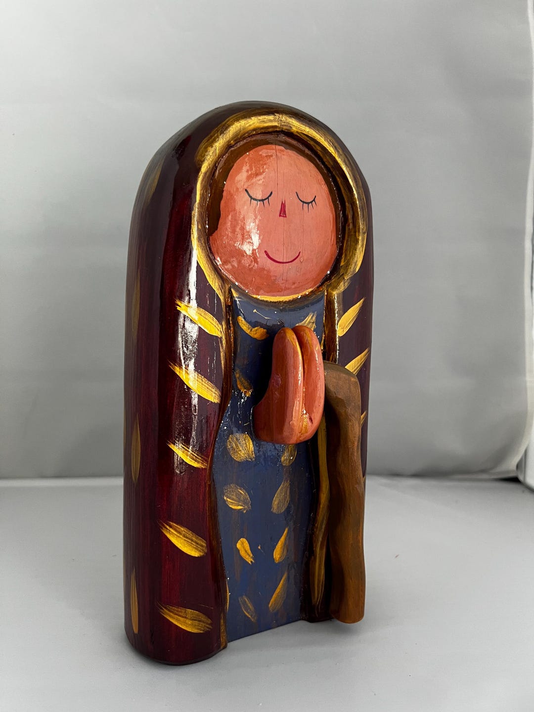 大きな手彫りの木製聖母マリア像 – 11インチの民芸品 - Etsy 日本