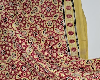 Handgefertigte Ajrakh Block Print Baumwolle Dupatta: Indische Stola mit Quasten