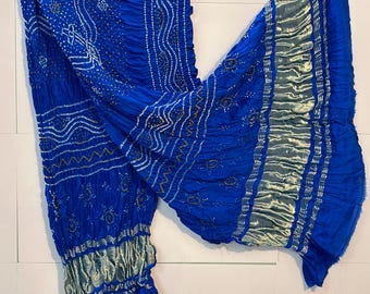 Dupatta en soie Gaji Boho Bandhani : écharpe indienne tie-dye teinte à la main