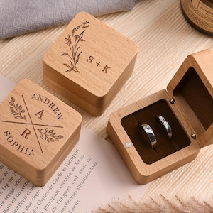 Triple Flip Wooden Ring Box, Custom Wedding Ring Box, Engagement Ring Box, Ring Bearer Ring Box, Heirloom Ring Box Holder, 2 slots Ring Box
