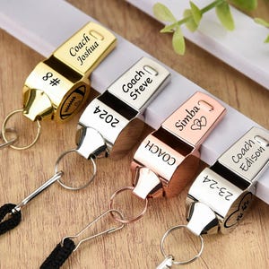 Personalized Whistle personalized Sports Whistle Necklace Personalized Coach and Teacher gift Rope Rugby Football Engraved Whistle Custom