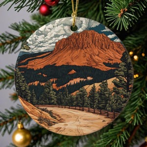 Yellowstone National Park Ceramic Ornament, Beautiful Rustic Mountain Tree, perfect gift Ornament, ceramic ornament, gift idea