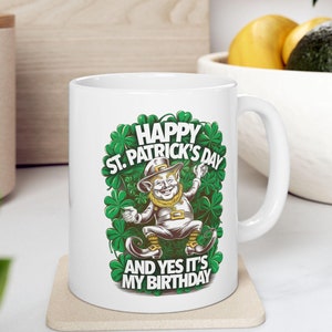 St. Patrick&#39;s Day Ceramic Mug, Festive Coffee Cup, Green Shamrock Design, Perfect for Tea Lovers, Holiday Gift
