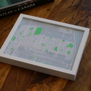 Mapa de ruas 3D de Transcona e Winnipeg - Emoldurado, arte de parede de Manitoba, presente de Winnipeg, mapa de Manitoba, presente de inauguração de casa, arte de parede personalizada