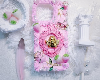 Handmade Decoden Phone Case: pink, sweet design