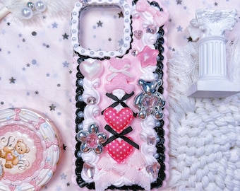Handmade cream glue  phone case,ballet, bear, heart design