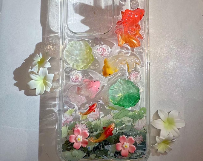 Decoden Phone Case: lotus pond and fish