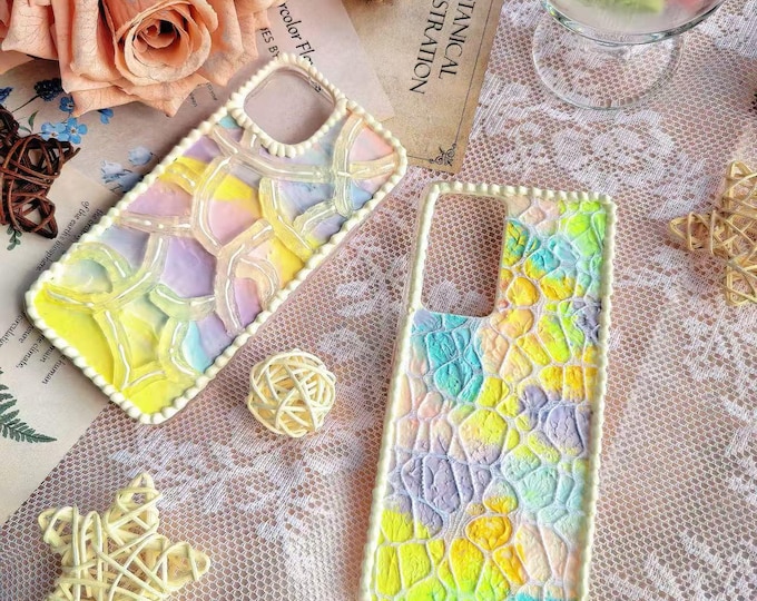Featured listing image: Handmade  cream glue phone case ,colorful