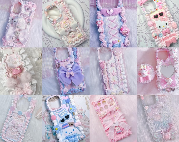 Featured listing image: Handmade decoden phone case,cream glue phone case,drip glue phone case,all series,Valentine's Day gift,gift for her,birthday gift,cute case