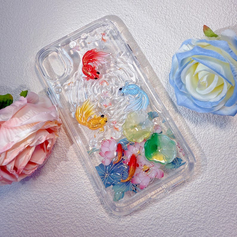 Handmade Decoden Phone Case: Koi , Lotus Leaf - Etsy