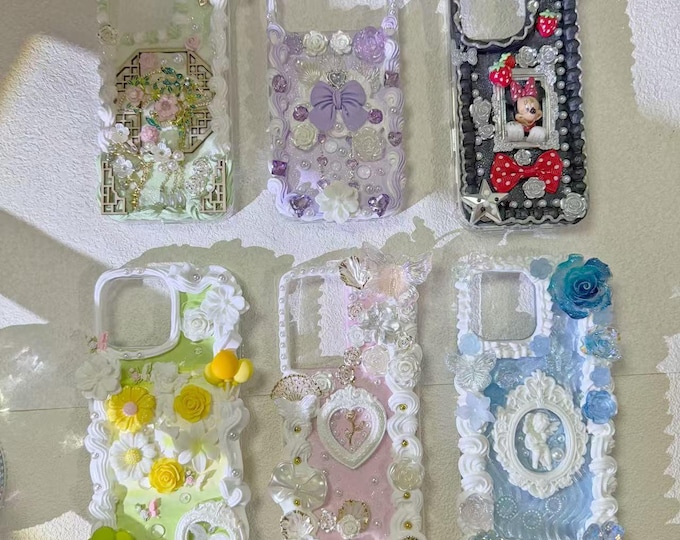 Featured listing image: Handmade Baroque Cream Glue Phone Case