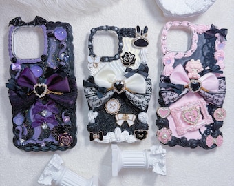 Handmade Decoden Phone Case: gothic, elegant style