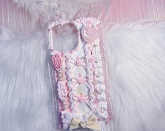 Handmade Decoden Phone Case: Cream Glue Drip Design