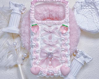 Handmade Decoden Phone Case: lolita, peach design