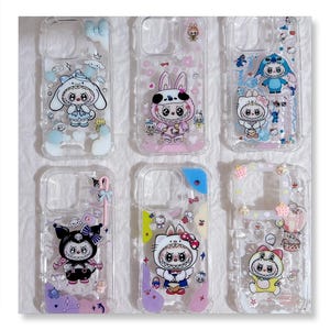 Funda de teléfono personalizada: cubierta suave transparente con pegatinas 3D, estilo kawaii, compatible con todos los modelos de teléfono, todas las series, regalo de San Valentín.