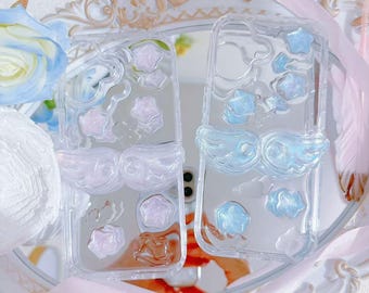 Handmade Decoden Phone Case: wings, star design