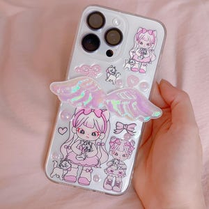 Custodia per telefono personalizzata – Cover morbida trasparente con adesivi 3D, stile kawaii carino, adatta a tutti i modelli di telefono, tutte le serie, regalo di San Valentino