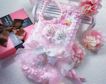 Handmade Decoden Cream Glue Phone Case, Bow and Bear Design