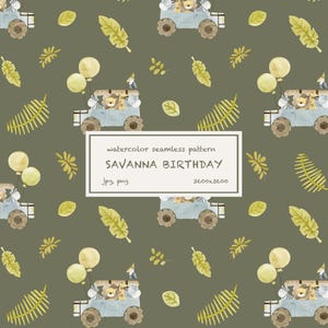 Modello di animali per feste di compleanno a tema safari / Carta digitale senza soluzione di continuità per feste per bambini con tema fauna selvatica / Modello per cameretta dei bambini a tema giungla per tessuti e lavori artigianali