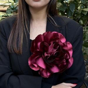 Oversized Flower Brooch , Large Flower Brooch for Women , Elegant Handmade Satin Flower Brooch , Handmade Bridal Flowers Pins , Flower Pin