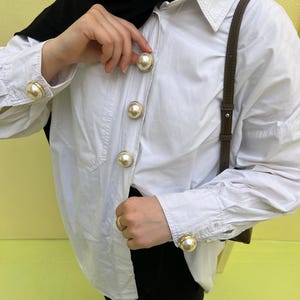 Pearl Cuff Button Set , Button Cover Cufflinks ,Luxury Statement Button Covers, Gift for Mom, Mothers Day Gift, Fashion Cufflinks Accent