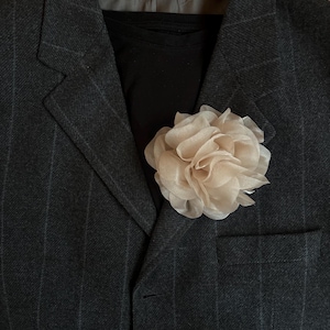 Elegant Beige Floral Brooch - Dress Flower Pin, Handmade Organza Lapel Pin for Jackets, Coats, Dresses | Romantic Flower Accessory for Women