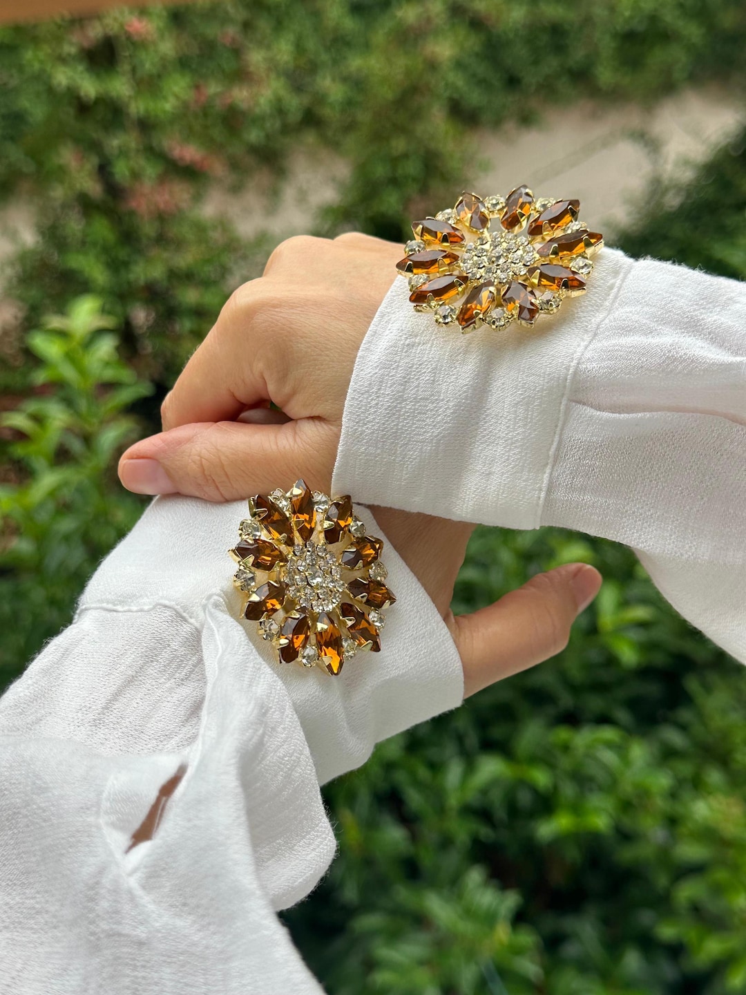 Sparkling Crystal Clip-on Button Cover ,luxury Cuff Button , Button ...