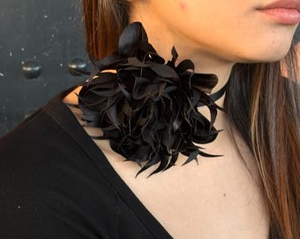 Handmade Satin Rose Flower Choker Necklace – Romantic Boho Jewelry for Women - Gothic Romantic Gift for Her- Floral Choker - Bridal Gift