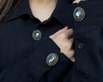 Crystal Button Covers,  Elegant Removable Shirt Buttons for Women Luxury Cuff Button , Shirt Buttons , Button Cover Cufflinks
