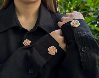 Elegant Rhinestone Shirt Cuff Buttons - Vintage Style Crystal Button Covers for Blazer, Dress & Shirt | Removable Statement Cufflinks