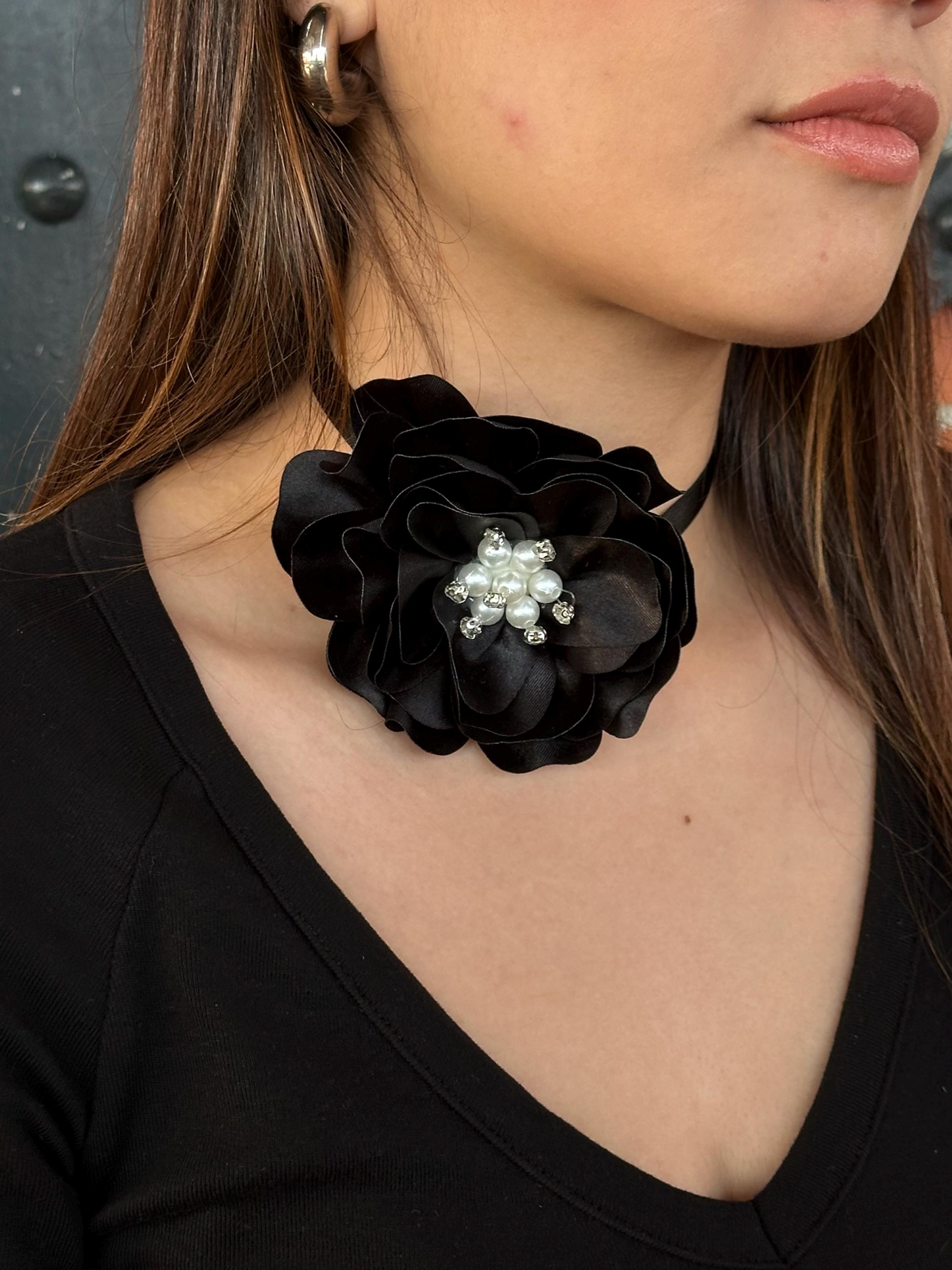 Floral Pearl Evening Necklace – Elegant Rose Choker Jewelry 2CH0440_SET.jpg?v=1779603233 main image 4