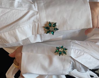 Crystal Shirt Cuff Button , Rhinestone Button Cover, No Sew Button Clip, Statement Shirt Button Cover, Elegant Fashion Cufflinks Accent