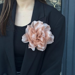 Oversized Flower Brooch , Large Satin Rose Brooch, Oversize Floral Pin, Handmade Flower Brooch for Women, Gift for Mom, Mothers Day Gift