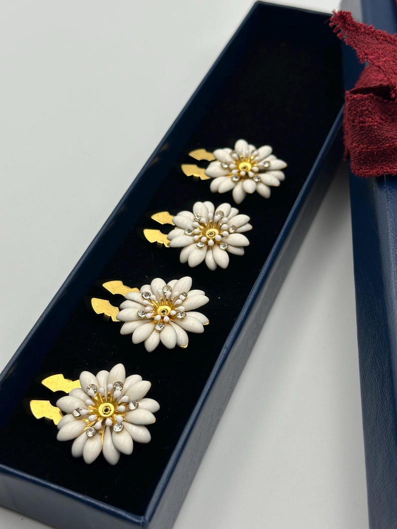White Floral Statement Shirt Button , Elegant Handmade Cufflinks for ...